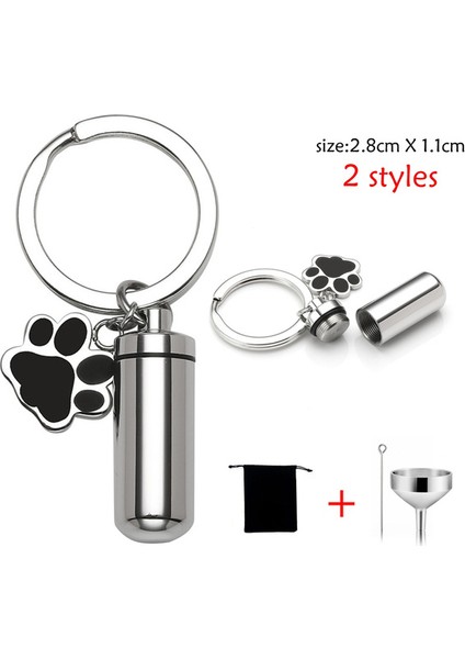 Gümüş Tarzı Anahtarlık - Silindir Pati Izi 1 Evcil Hayvan Anahtarlık Pati Baskılı Kolye Ve Silindir Anı Kül Kolye Paslanmaz Çelik Kül Takı (Yurt Dışından) fiyatları