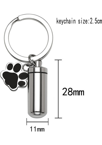 Gümüş Tarzı Anahtarlık - Silindir Pati Izi 1 Evcil Hayvan Anahtarlık Pati Baskılı Kolye Ve Silindir Anı Kül Kolye Paslanmaz Çelik Kül Takı (Yurt Dışından) modelleri