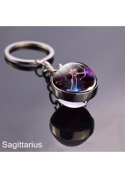 Gümüş Tarzı Ikizler Burcu 12 Burç Anahtarlık Çift Taraflı Cam Topuzlu Zodiac Takı Boğa Aslan Başak Akrep Balık Noel si (Yurt Dışından) fırsatları