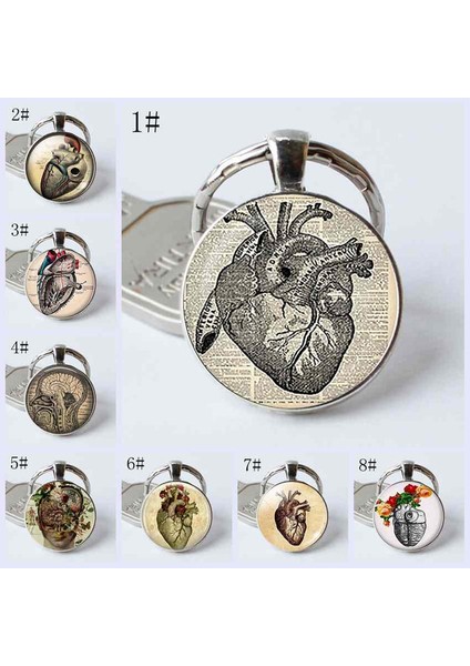 No.5 Boyutu Vintage Anatomik Kalp Gazete Kolye.Anatomik Kalp Anahtarlık.Anatomik Kalp Takı.Doğum Günü si (Yurt Dışından)