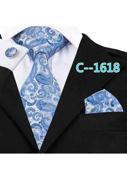 Çok Renkli Stil No.5507 Boyutu Düğün Iş Görüşmesi Için Erkek Paisley Ipek Kravat Mendil Kol Düğmeleri Seti (Yurt Dışından)