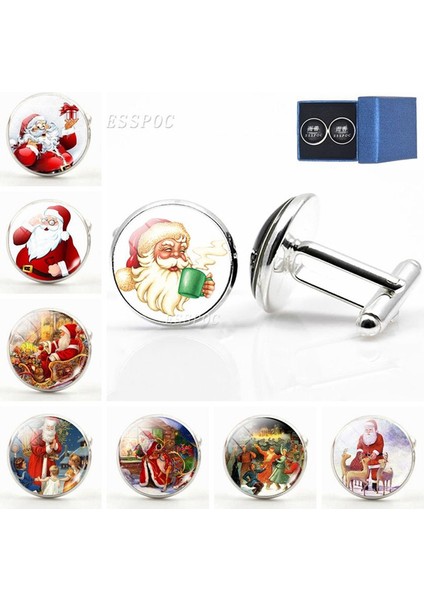 Gümüş Tarzı No.9 Boyutu Beyaz Sakal Noel Baba Kol Düğmeleri Cam Kabin Kol Düğmeleri Sevimli Düğün Parti Aksesuarları Yılbaşı si (Yurt Dışından) fiyatları