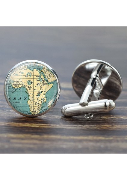 Gümüş Tarzı Afrika Erkek Kol Düğmesi Amerika Avrupa Haritası Gümüş Takı Düğün Kol Düğmeleri - Dünya Haritası Cufflinks (Yurt Dışından)