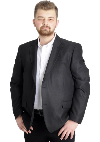 Mode Xl Büyük Beden Erkek Ceket Blazer Perfetto Plus 21022 Siyah