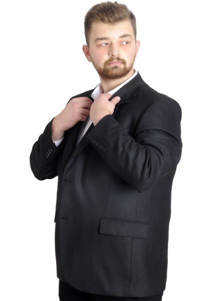 Mode Xl Büyük Beden Erkek Ceket Blazer Perfetto Plus 21022 Siyah
