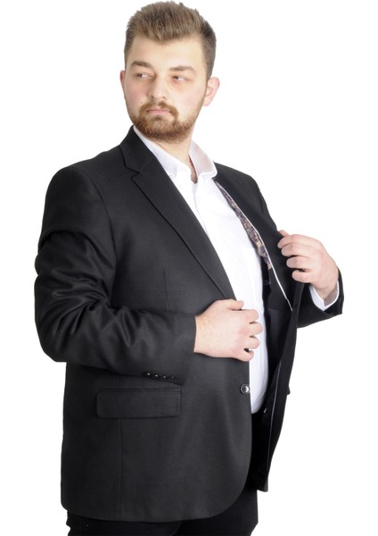 Mode Xl Büyük Beden Erkek Ceket Blazer Perfetto Plus 21022 Siyah
