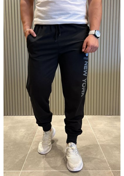 Erkek Paça Ribanalı Yazı Baskılı Jogger Eşofman Altı