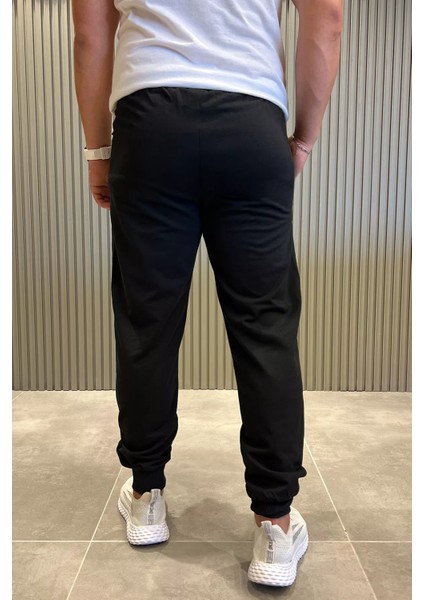 Erkek Paça Ribanalı Yazı Baskılı Jogger Eşofman Altı