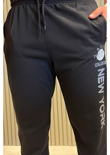 Erkek Paça Ribanalı Yazı Baskılı Jogger Eşofman Altı