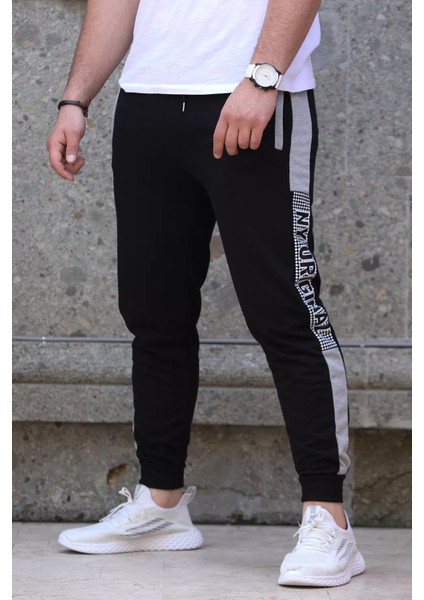 Paça Ribanalı Baskılı Jogger Erkek Eşofman Altı