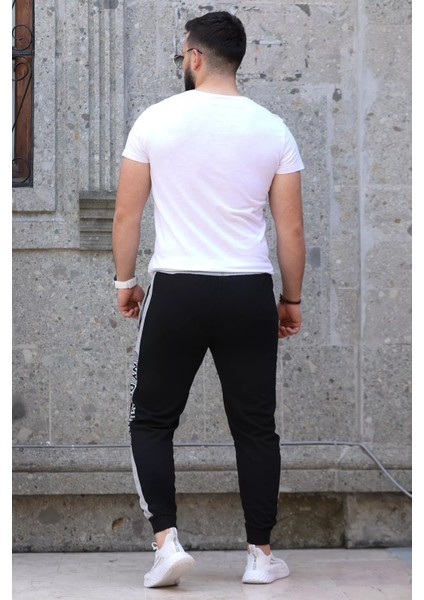Paça Ribanalı Baskılı Jogger Erkek Eşofman Altı