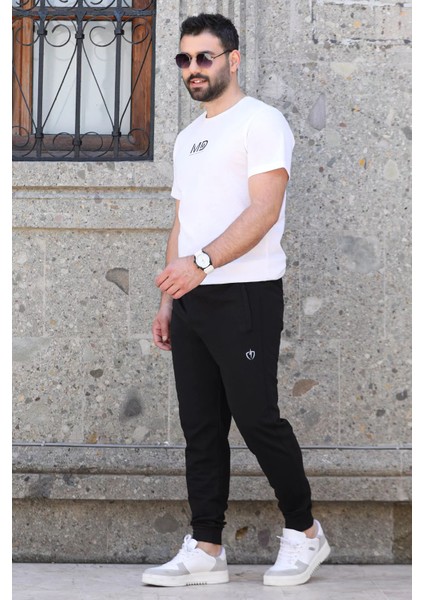 Baskılı Paça Ribanalı Jogger Erkek Eşofman Altı