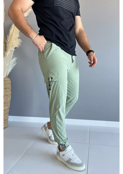 Kargo Cepli Paraşüt Slim Fit Jogger Pantolon