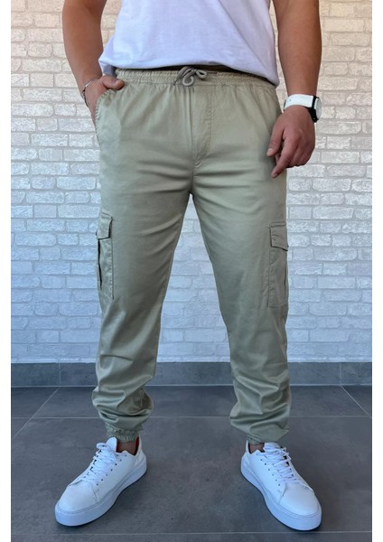 Bel Ve Paça Lastikli Kargo Cep Erkek Pantolon P-00010923