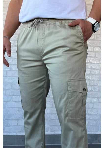 Bel Ve Paça Lastikli Kargo Cep Erkek Pantolon P-00010923