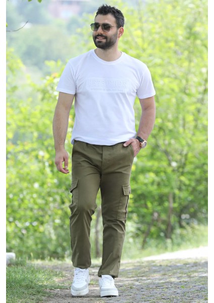 Bel Ve Paça Lastikli Kargo Cep Erkek Pantolon P-00010923