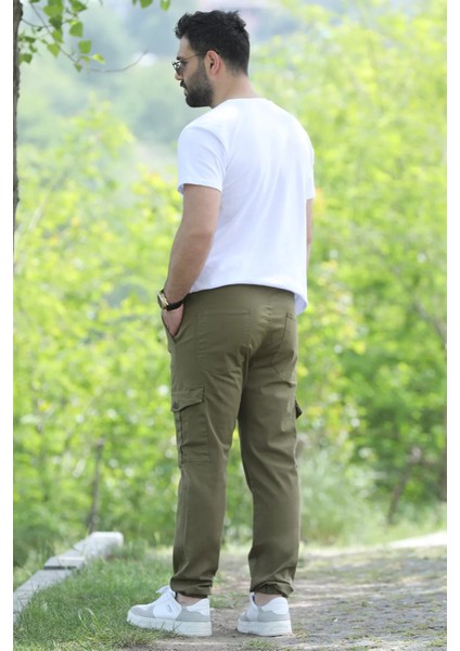 Bel Ve Paça Lastikli Kargo Cep Erkek Pantolon P-00010923