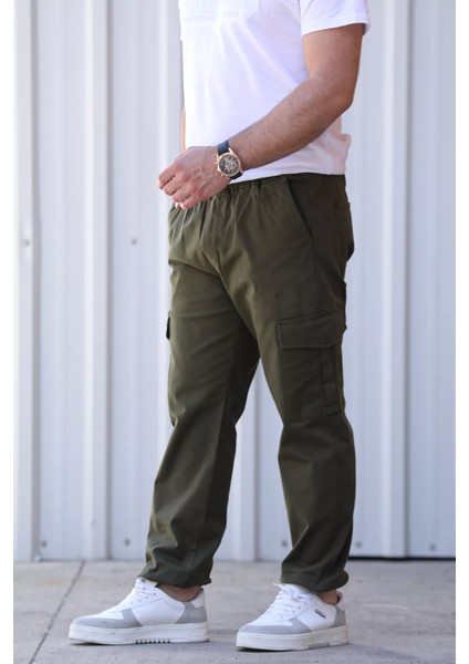 Bel Ve Paça Lastikli Kargo Cep Erkek Pantolon P-00010923