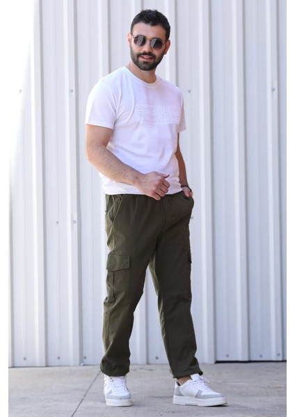 Bel Ve Paça Lastikli Kargo Cep Erkek Pantolon P-00010923