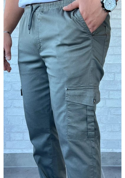 Bel Ve Paça Lastikli Kargo Cep Erkek Pantolon P-00010923