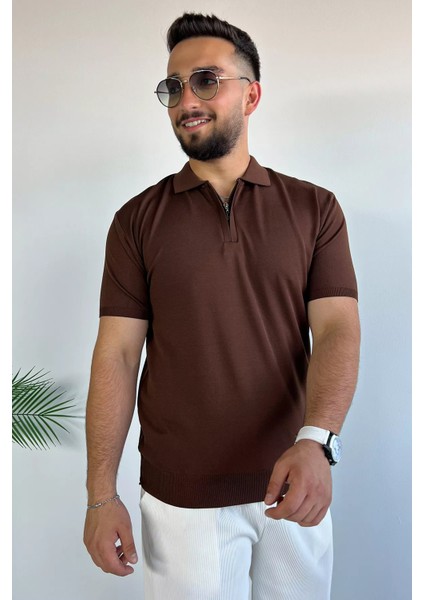 Polo Yaka Yarım Fermuarlı Likralı Erkek Tişört P-00011199 fiyatları