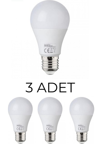 Horoz Premier-9 LED Ampul 9W E27 Duy Beyaz Işık (6400K) - 3’lü Paket