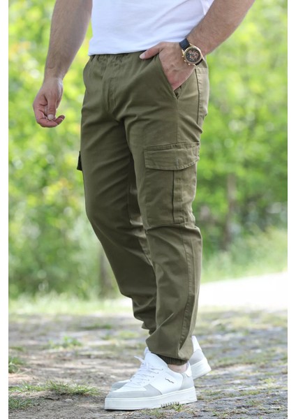 Bel Ve Paça Lastikli Kargo Cep Erkek Pantolon P-00010923