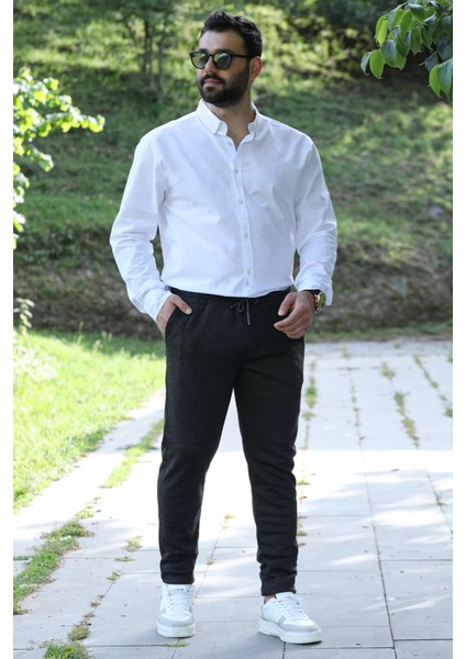 Duble Paça Kendinden Desenli Erkek Rahat Kesim Pantolon P-00010847