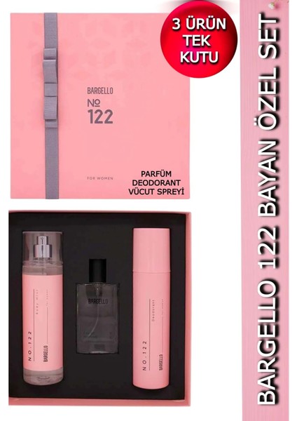 122 Kadın Parfüm Set - (Parfüm+Vücut Spreyi+Deodorant) Özel Kutu