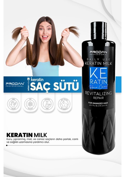 Keratin Saç Sütü & Şampuan | Parlaklık Verici 2'li Saç Bakım Seti - 400ml X2