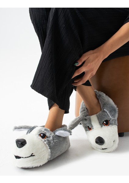 Köpek Figürlü Yumuşak Taban Füme Kadın Panduf Ev Botu fiyatları