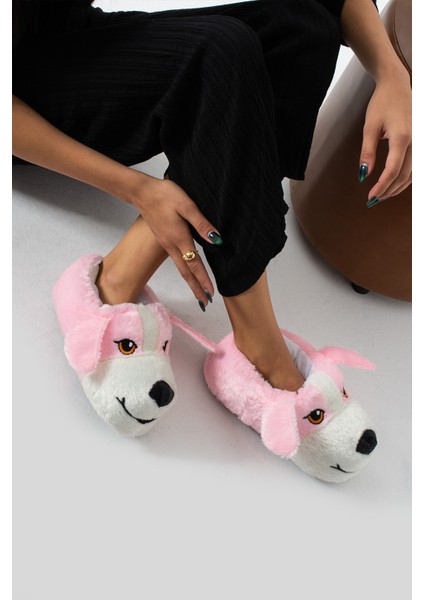 Köpek Figürlü Yumuşak Taban Pembe Kadın Panduf Ev Botu fiyatları