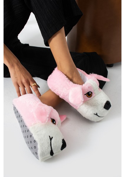 Köpek Figürlü Yumuşak Taban Pembe Kadın Panduf Ev Botu modelleri