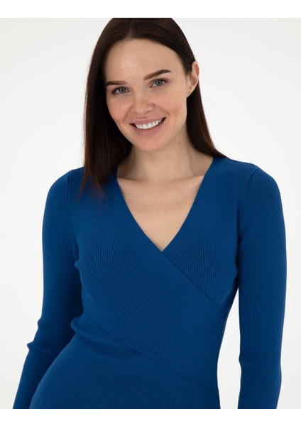 Kadın Saks Ex. Slim Fit Triko Elbise 50290598-VR045 fiyatları