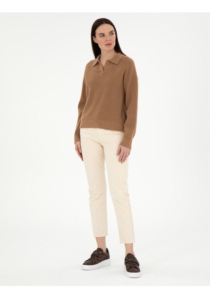 Kadın Camel Yün Regular Fit Kazak 50296492-VR015 fırsatları