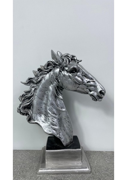 Dekoratif At Büst Heykeli Büyük Boy 37 cm x 26 cm Masa Üstü At Biblosu