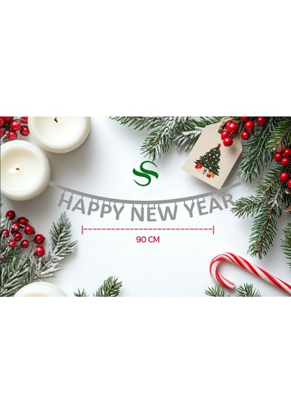 Yılbaşı Konsept Happy New Year Mutlu Yıllar Keçe Yazı 90 cm