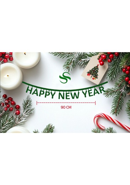 Yılbaşı Konsept Happy New Year Mutlu Yıllar Keçe Yazı 90 cm