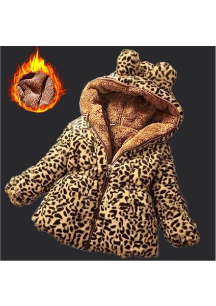 Kız Çocuk Leopar Peluş Mont