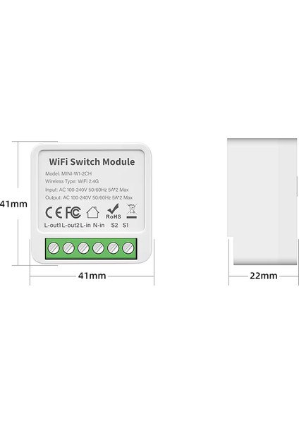 Smart Switch 2 Çıkış ( Panjur / Kepenk / Motor Yönlendirme / lamba anahtarı)
