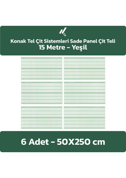 6 Adet Panel Çit Teli 50 x 250 cm 4 mm Tel Kalınlığı 55 x 150 mm Göz Aralığı