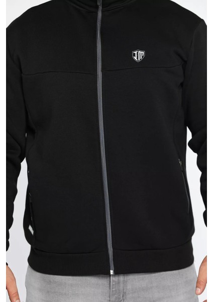 Erkek Dik Yaka Fermuarlı Şardonlu Üç Iplik Sweatshirt fırsatları