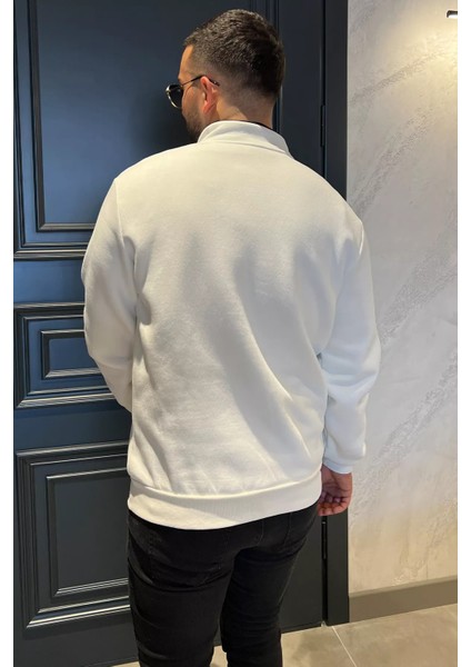 Erkek Dik Yaka Fermuarlı Şardonlu Üç Iplik Sweatshirt modelleri