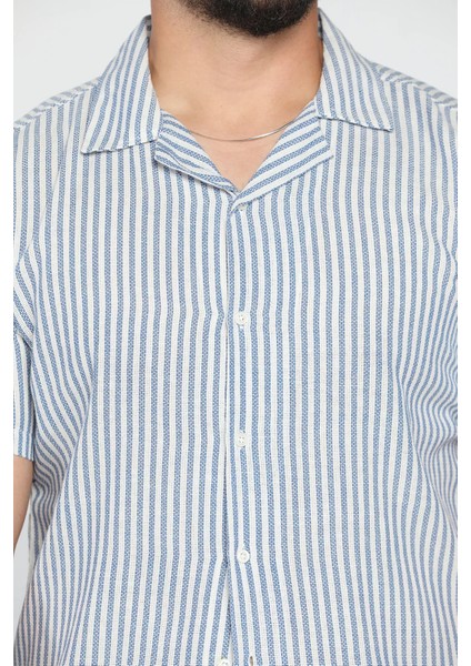 Slim Fit Çizgili Keten Erkek Gömlek fırsatları