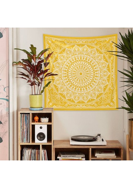 Yellow Bohemian Mandala Duvar Örtüsü - 135 cm x 135 cm