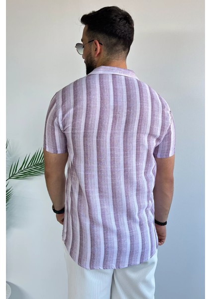 Slim Fit Desenli Keten Gömlek fırsatları
