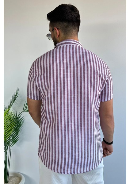 Slim Fit Desenli Keten Gömlek fırsatları