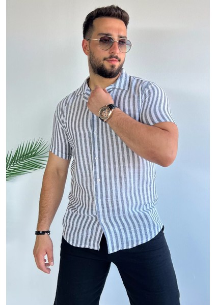 Slim Fit Desenli Keten Gömlek fiyatları
