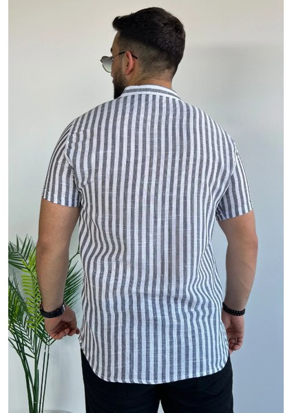 Slim Fit Desenli Keten Gömlek fırsatları