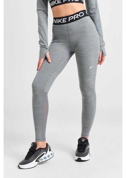 Pro 365 Dri Fit Training Mid Rise Full Length Tight Fit Green Toparlayıcı Tayt Gri Melanj